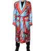 Dolce & Gabbana Blue Red Coral Print Wrap Robe Coat Jacket