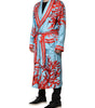 Dolce & Gabbana Blue Red Coral Print Wrap Robe Coat Jacket