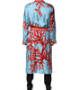 Dolce & Gabbana Blue Red Coral Print Wrap Robe Coat Jacket