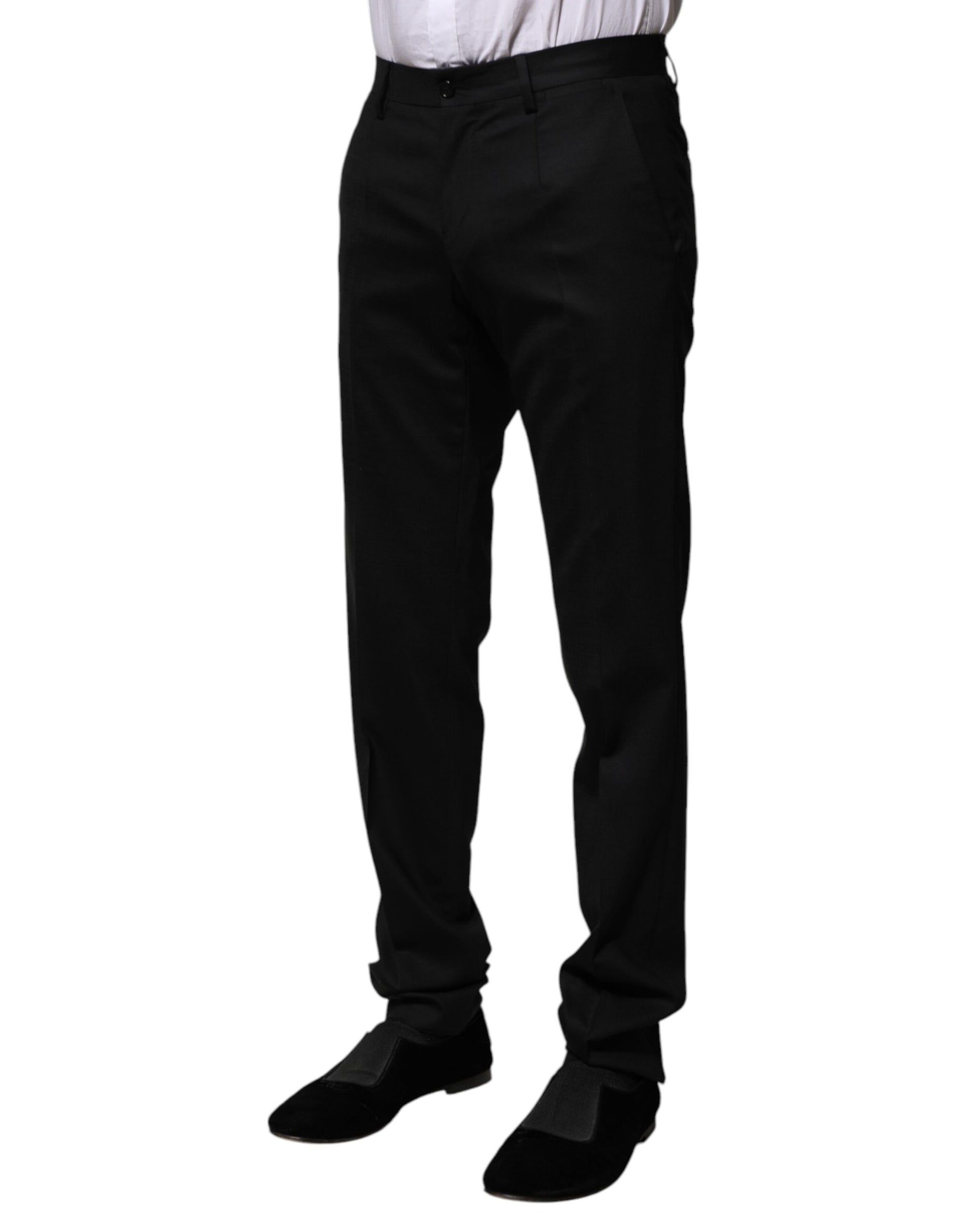 Pantalon habillé en laine noire Dolce &amp; Gabbana
