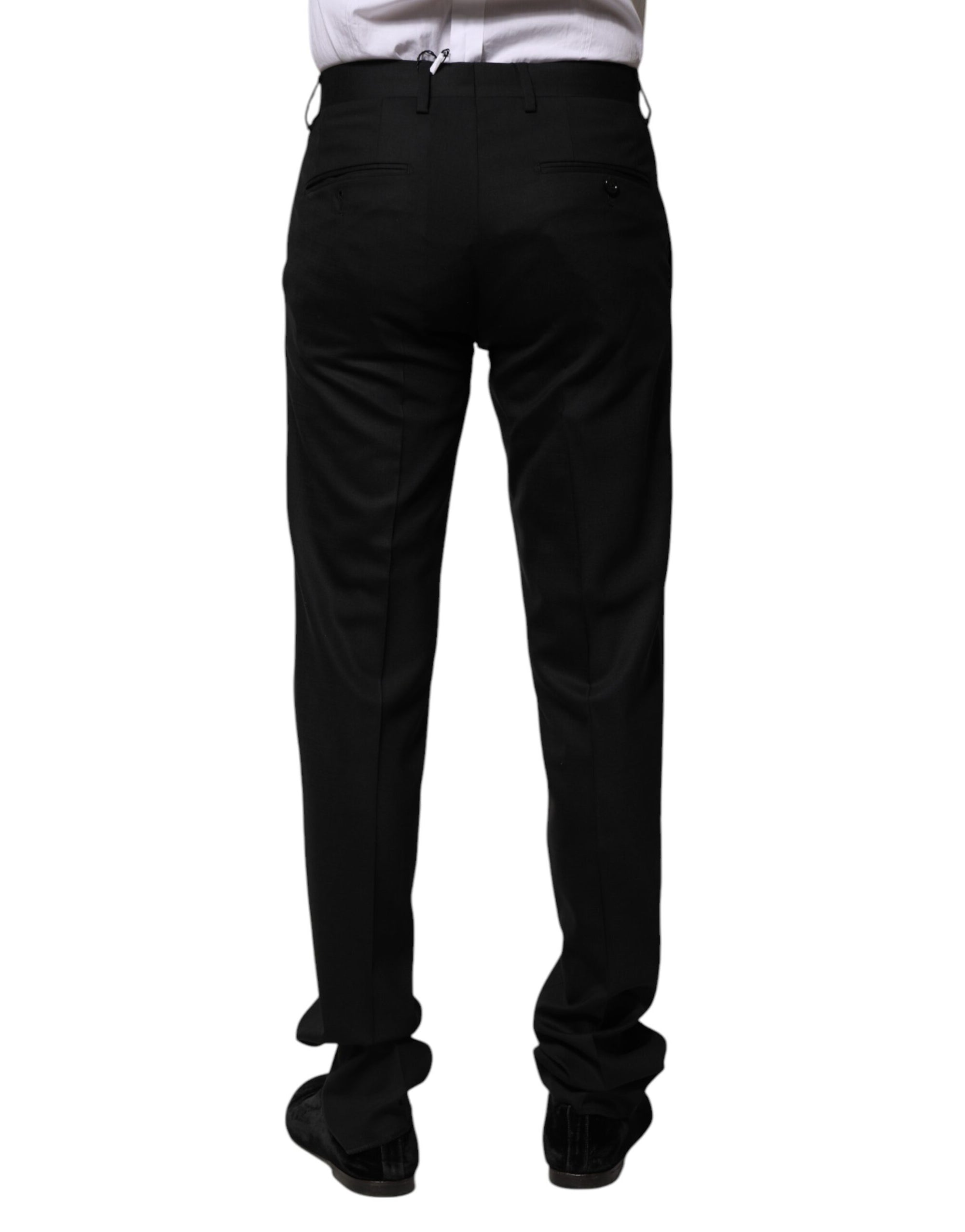Pantalon habillé en laine noire Dolce &amp; Gabbana