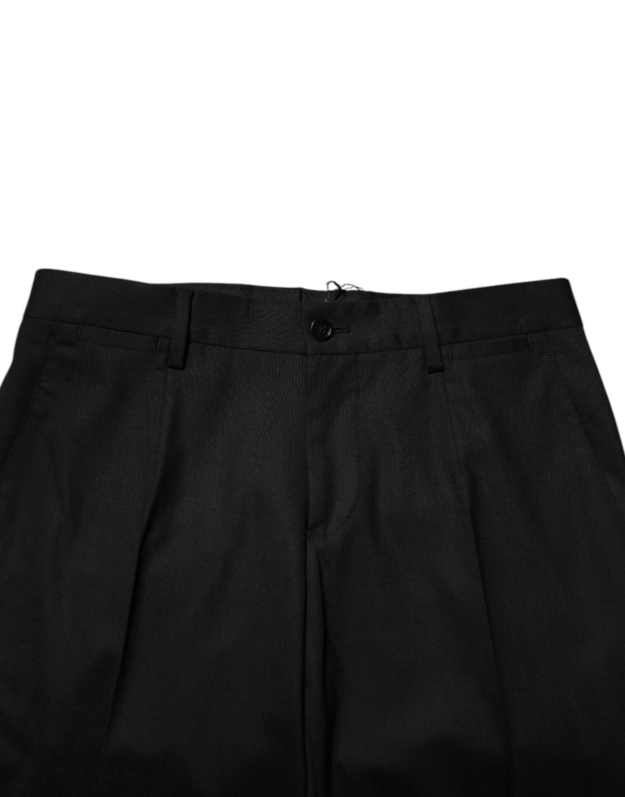 Pantalon habillé en laine noire Dolce &amp; Gabbana