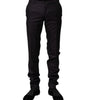 Dolce & Gabbana Black Wool Patterned Formal Pants