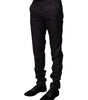 Dolce & Gabbana Black Wool Patterned Formal Pants
