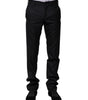 Dolce & Gabbana Black Wool Striped Formal Pants