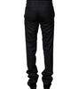 Dolce & Gabbana Black Wool Striped Formal Pants