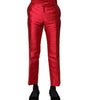 Dolce & Gabbana Red Polyester Cropped Dress Pants