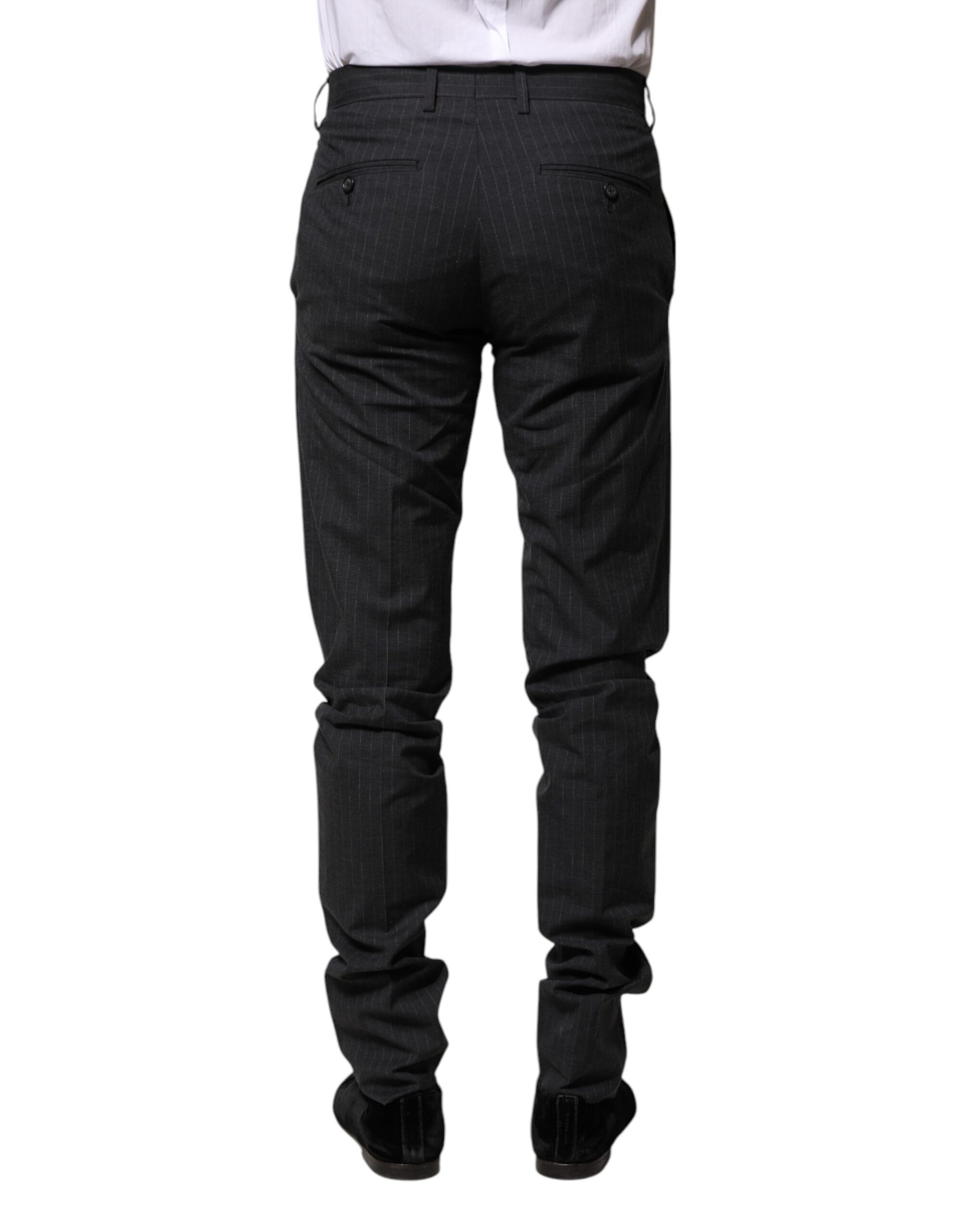 Dolce & Gabbana Gray Striped Cotton Formal Pants