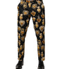 Dolce & Gabbana Black Gold Sacred Heart Print Pants