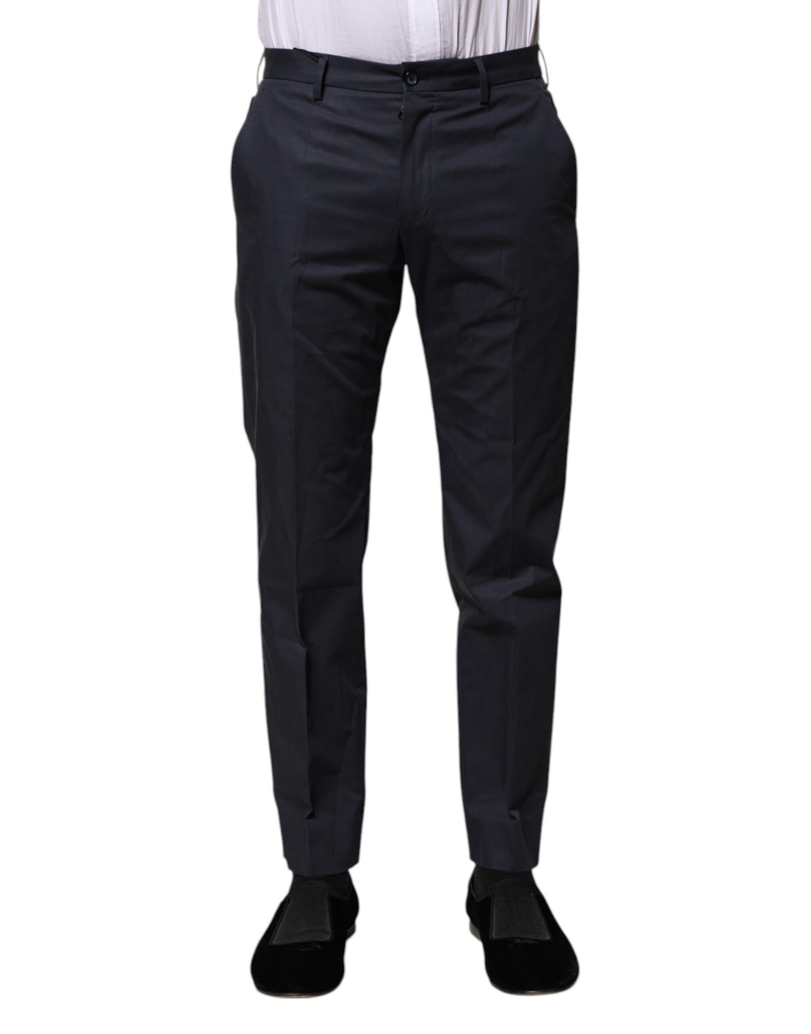 Dolce & Gabbana Dark Blue Cotton Formal Pants