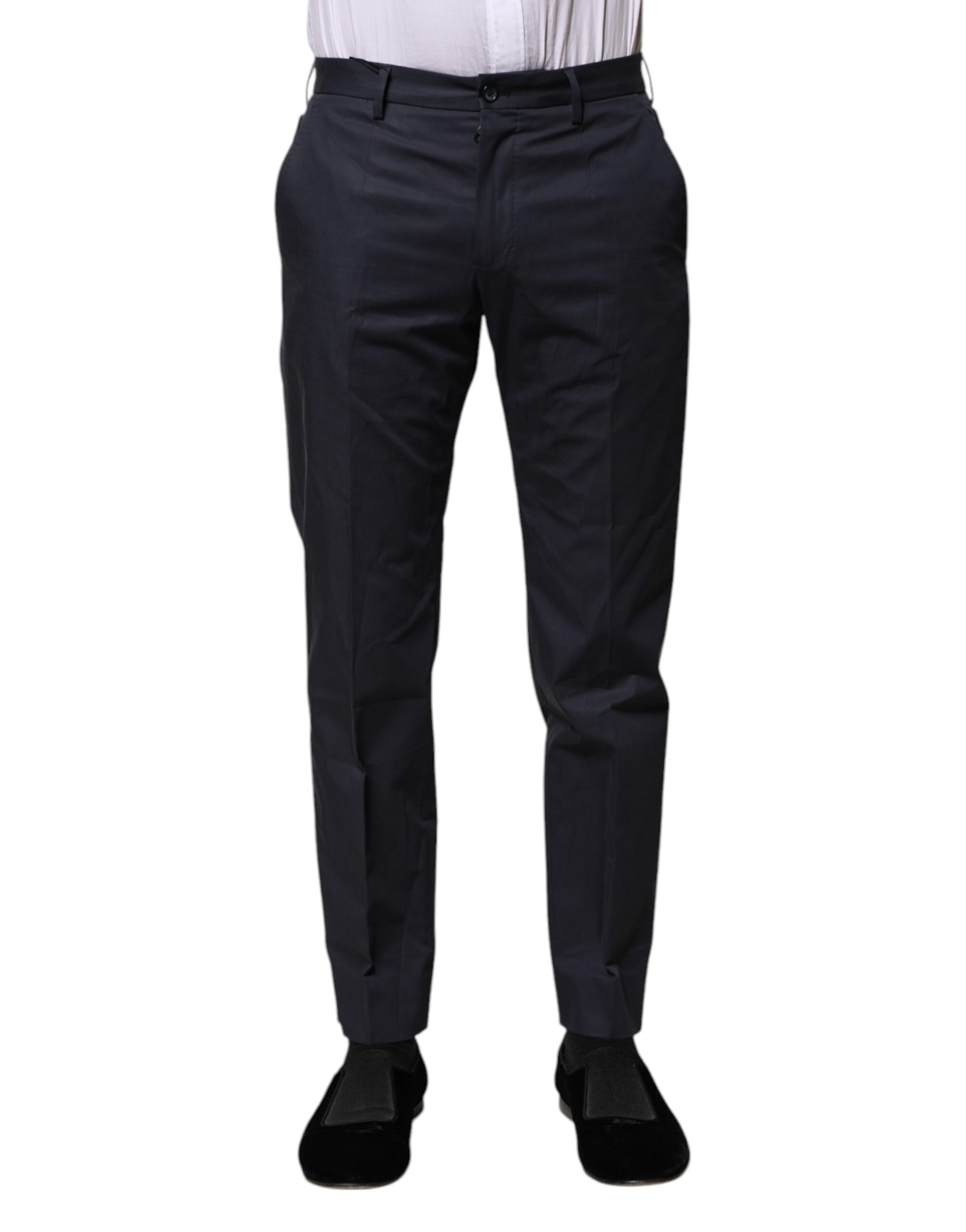 Dolce & Gabbana Dark Blue Cotton Formal Pants