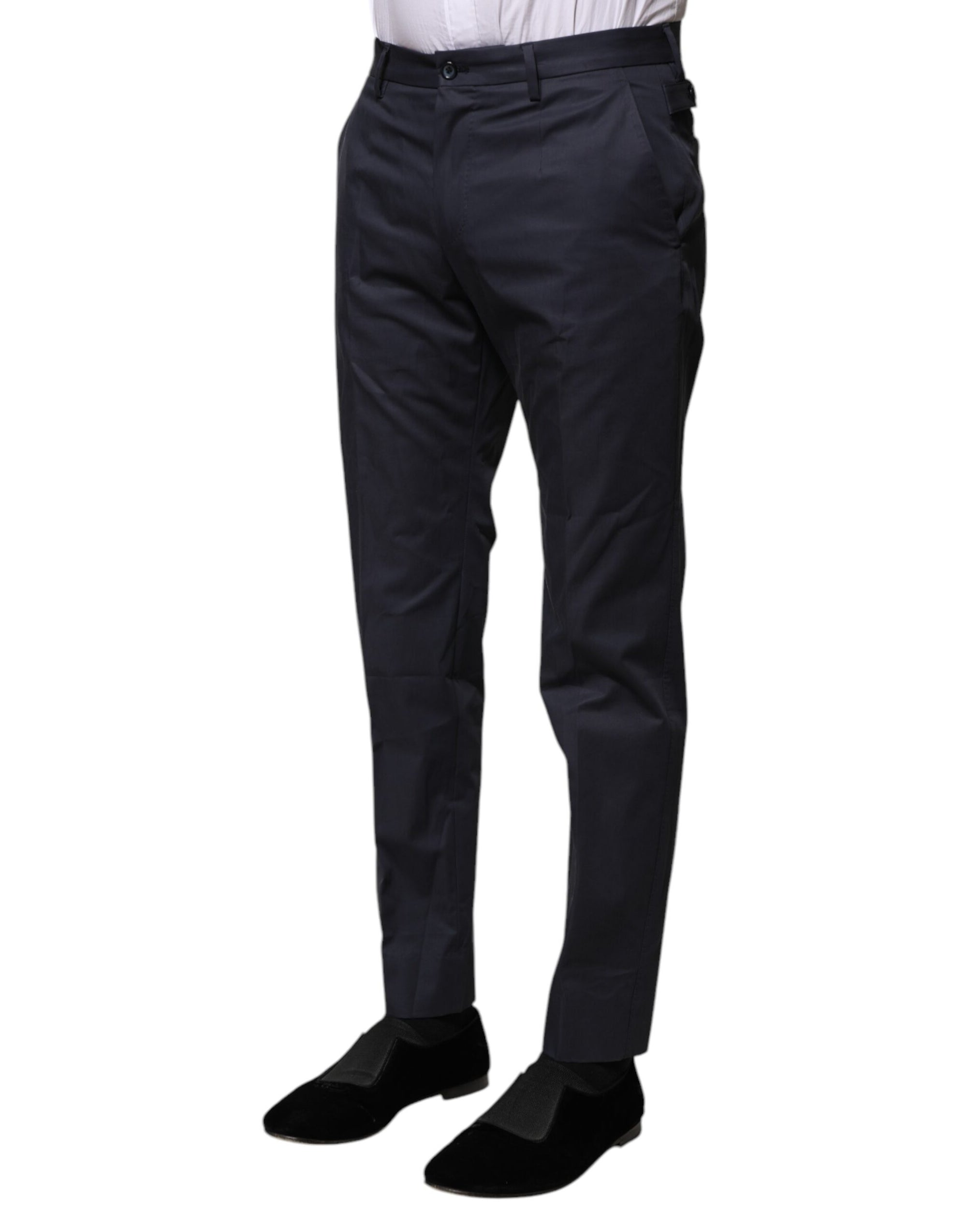 Dolce & Gabbana Dark Blue Cotton Formal Pants