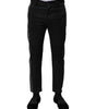 Dolce & Gabbana Black Gray Fantasy Cotton Formal Slim Pants