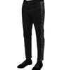 Dolce & Gabbana Black Gray Fantasy Cotton Formal Slim Pants