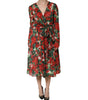 Dolce & Gabbana Multicolor Floral Long Sleeves V-neck Dress