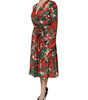 Dolce & Gabbana Multicolor Floral Long Sleeves V-neck Dress