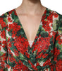 Dolce & Gabbana Multicolor Floral Long Sleeves V-neck Dress