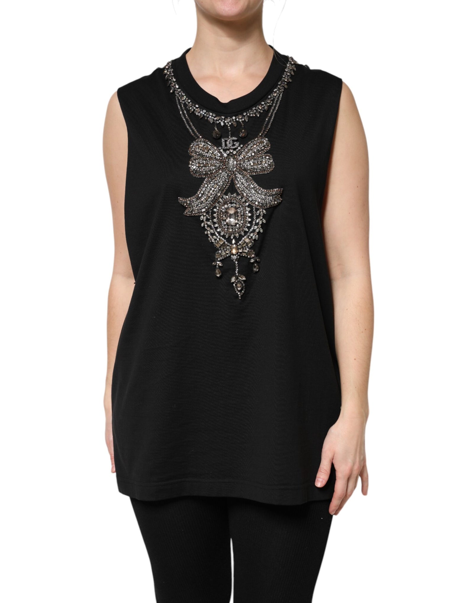 Débardeur Dolce &amp; Gabbana en coton noir orné de strass