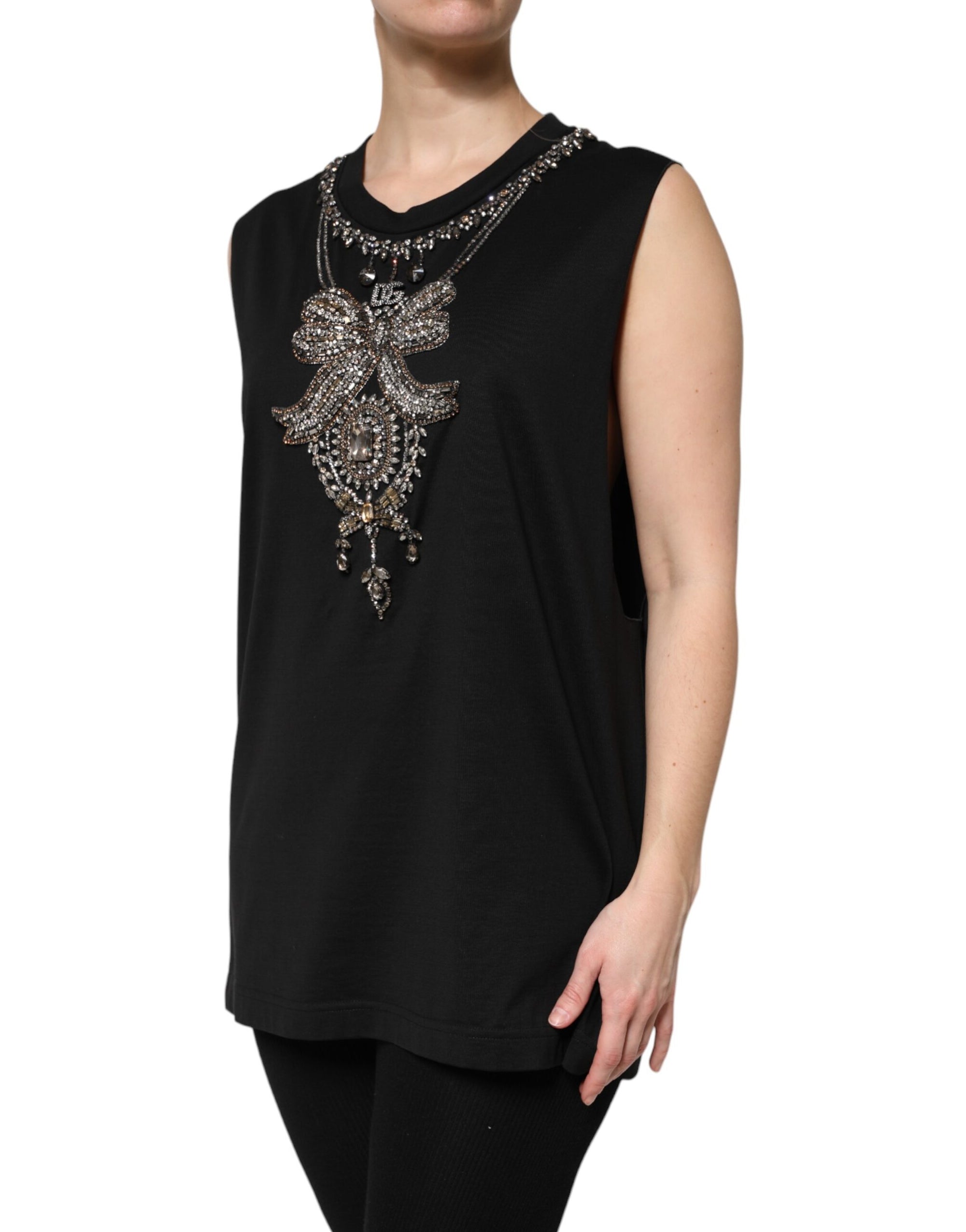 Débardeur Dolce &amp; Gabbana en coton noir orné de strass