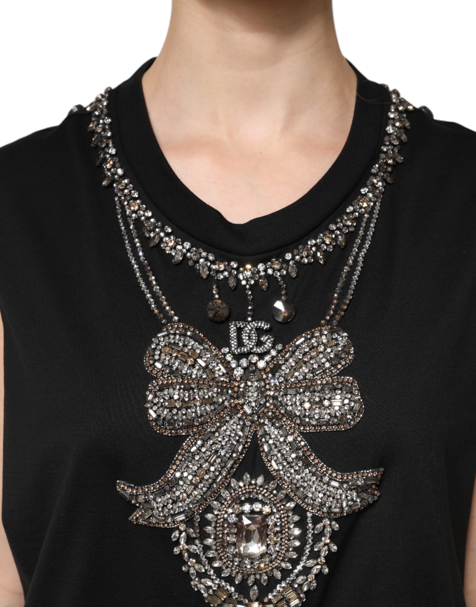 Débardeur Dolce &amp; Gabbana en coton noir orné de strass