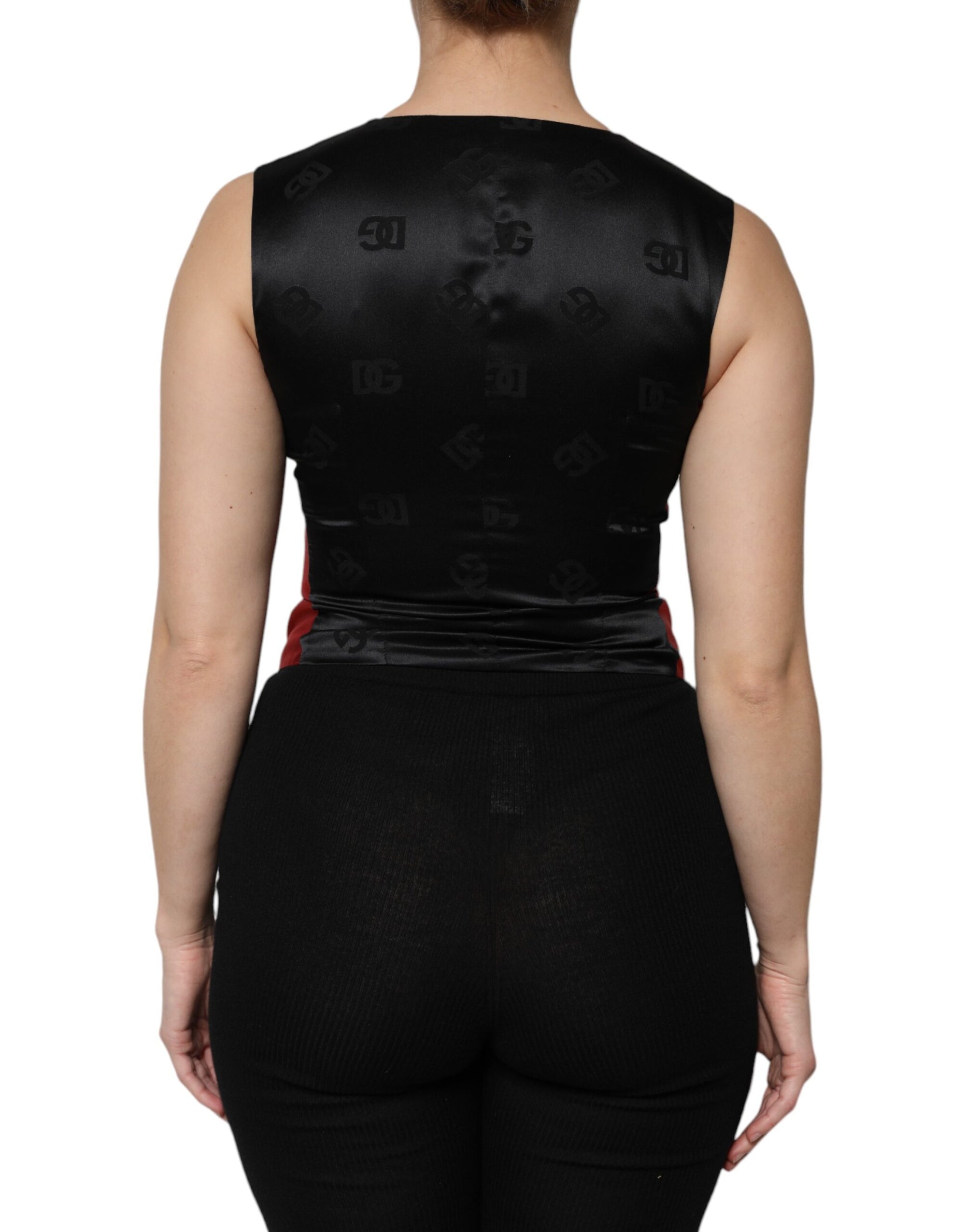 Débardeur sans manches boutonné rouge et noir Dolce &amp; Gabbana