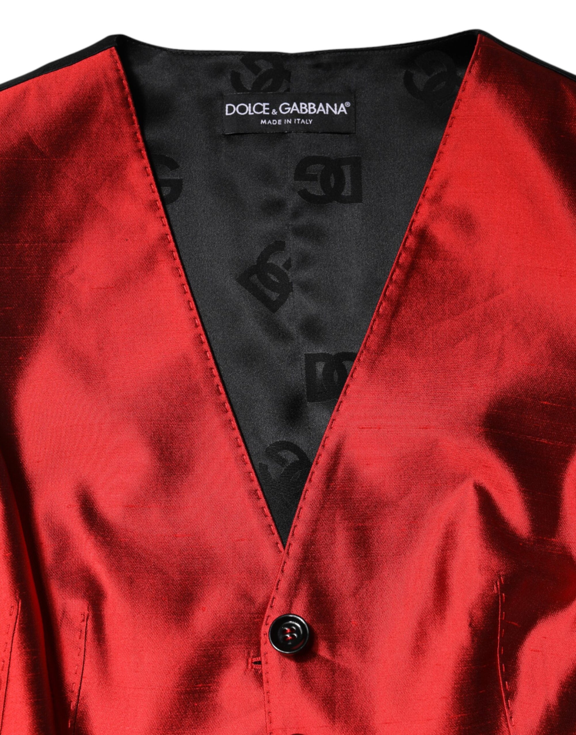Débardeur sans manches boutonné rouge et noir Dolce &amp; Gabbana