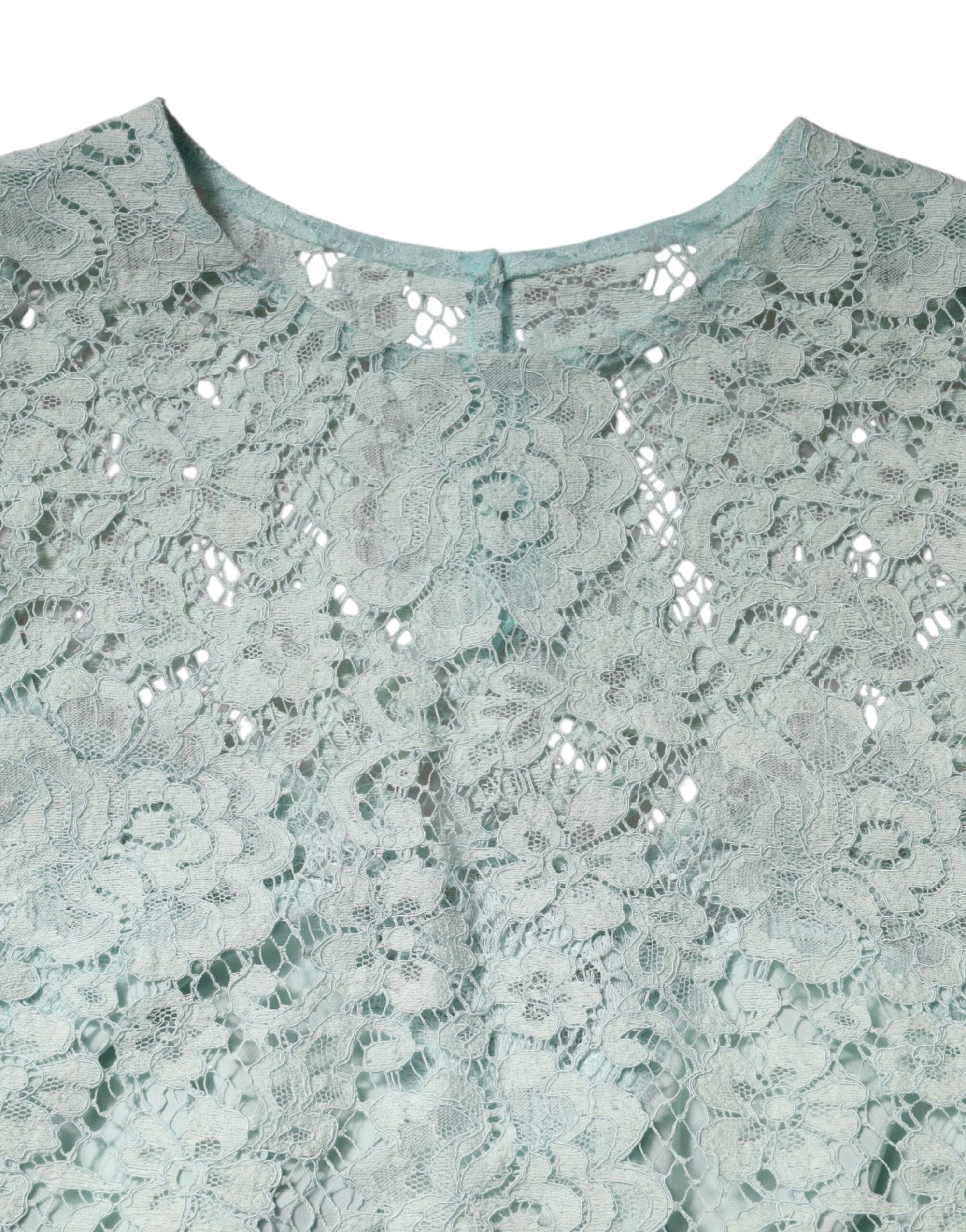 Chemisier en coton à dentelle florale vert menthe Dolce &amp; Gabbana