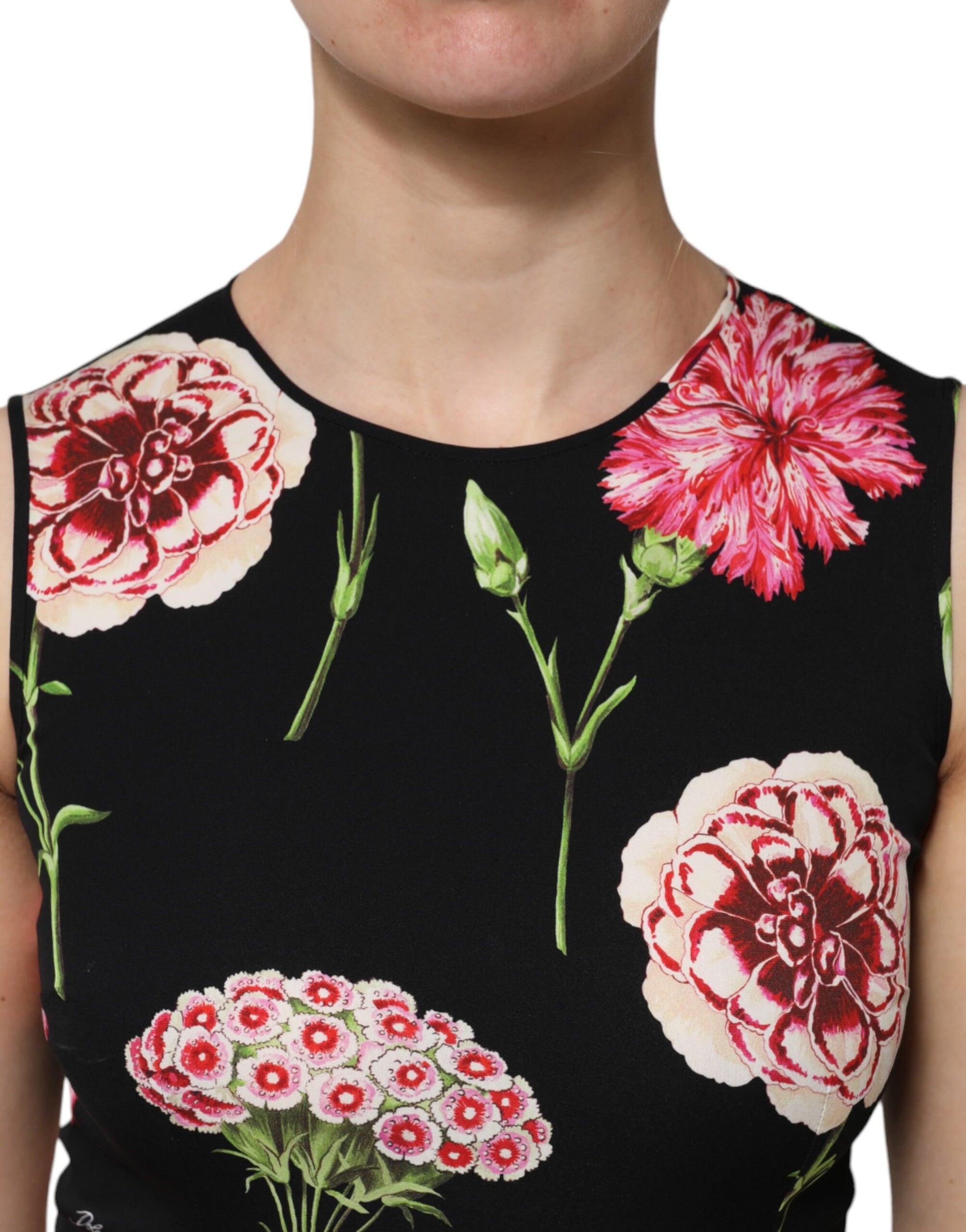Chemisier sans manches à imprimé floral noir Dolce &amp; Gabbana