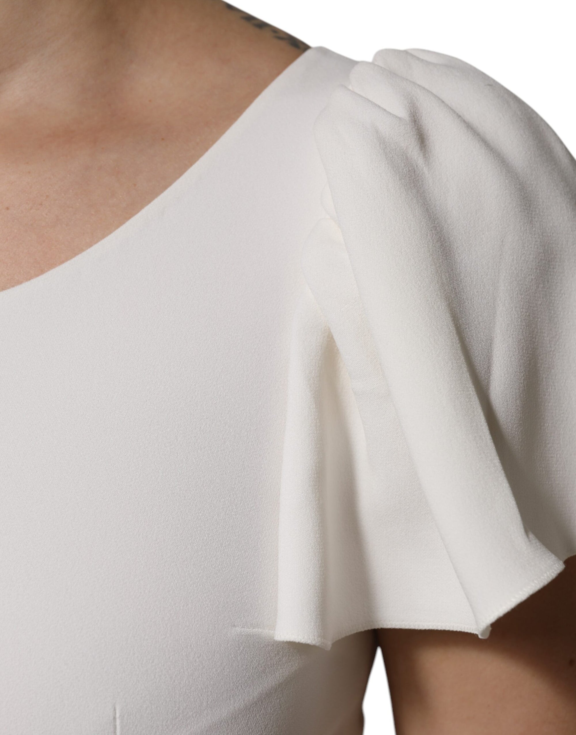 Haut à manches courtes et col rond en viscose blanche Dolce &amp; Gabbana