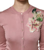 Dolce &amp; Gabbana Pink Silk Knit Button Down Cardigan Sweater