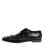 Dolce & Gabbana Black Leather Derby Dress Studded Shoes