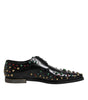 Dolce & Gabbana Black Leather Derby Dress Studded Shoes