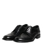 Dolce & Gabbana Black Leather Derby Wingtip Formal Shoes