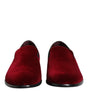 Dolce & Gabbana Red Cotton Velvet Slip On Loafers Formal Shoes