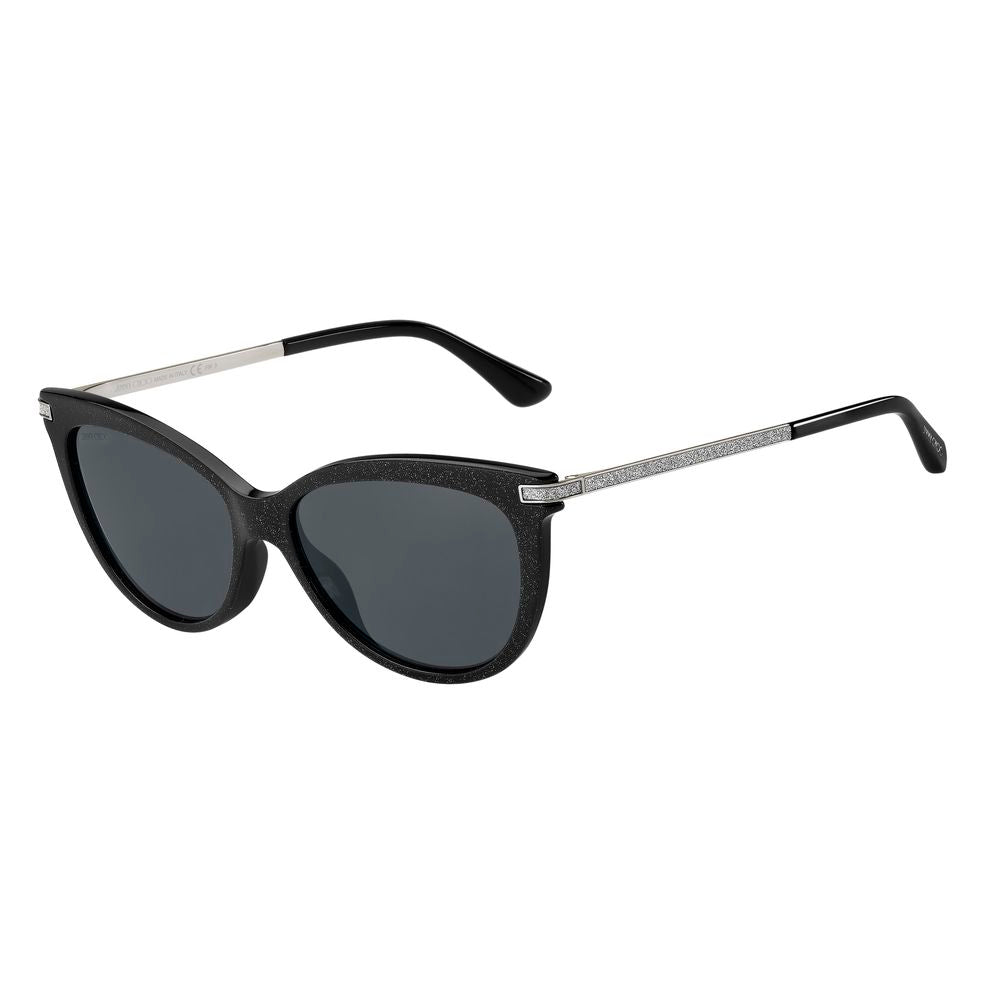 Lunettes de soleil Jimmy Choo en cuir de veau noir