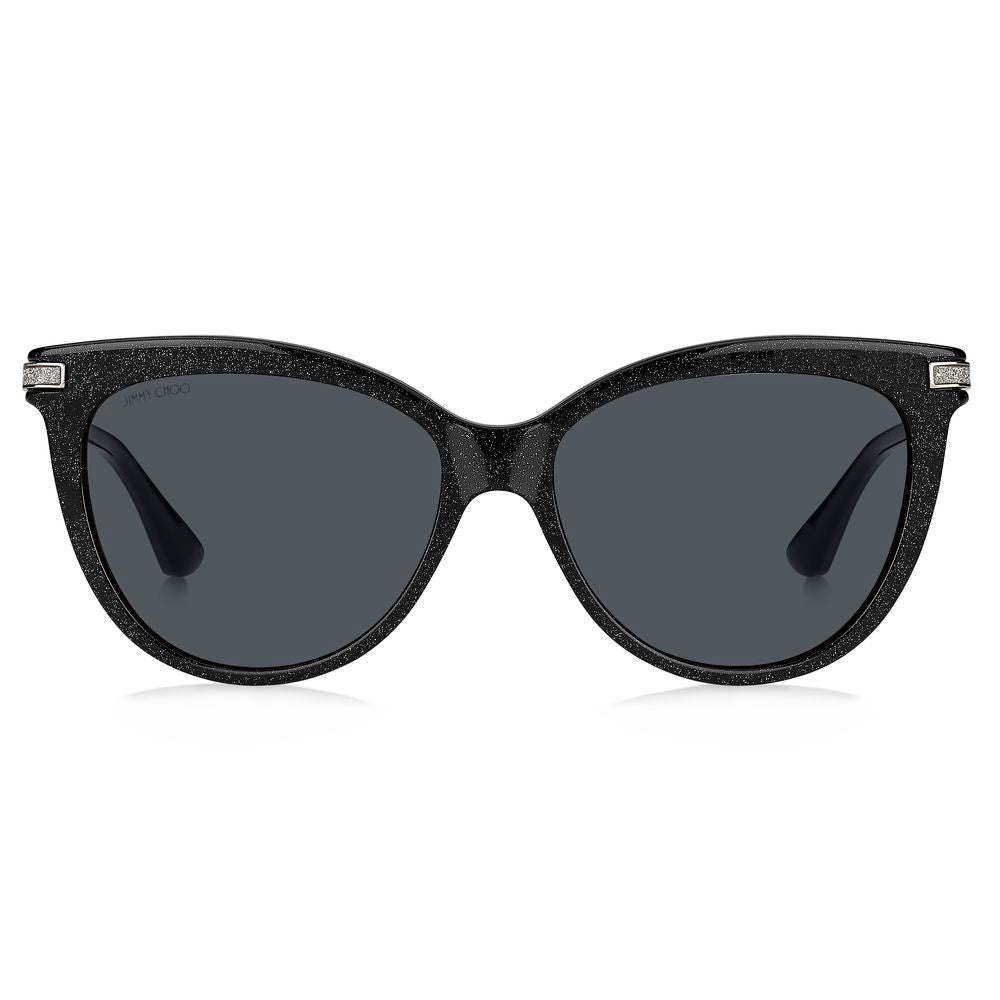 Lunettes de soleil Jimmy Choo en cuir de veau noir