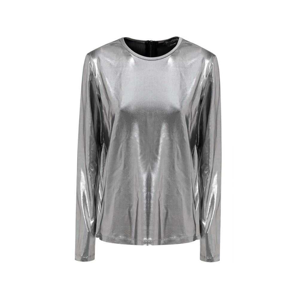 Chemise à manches longues en viscose grise Tom Ford