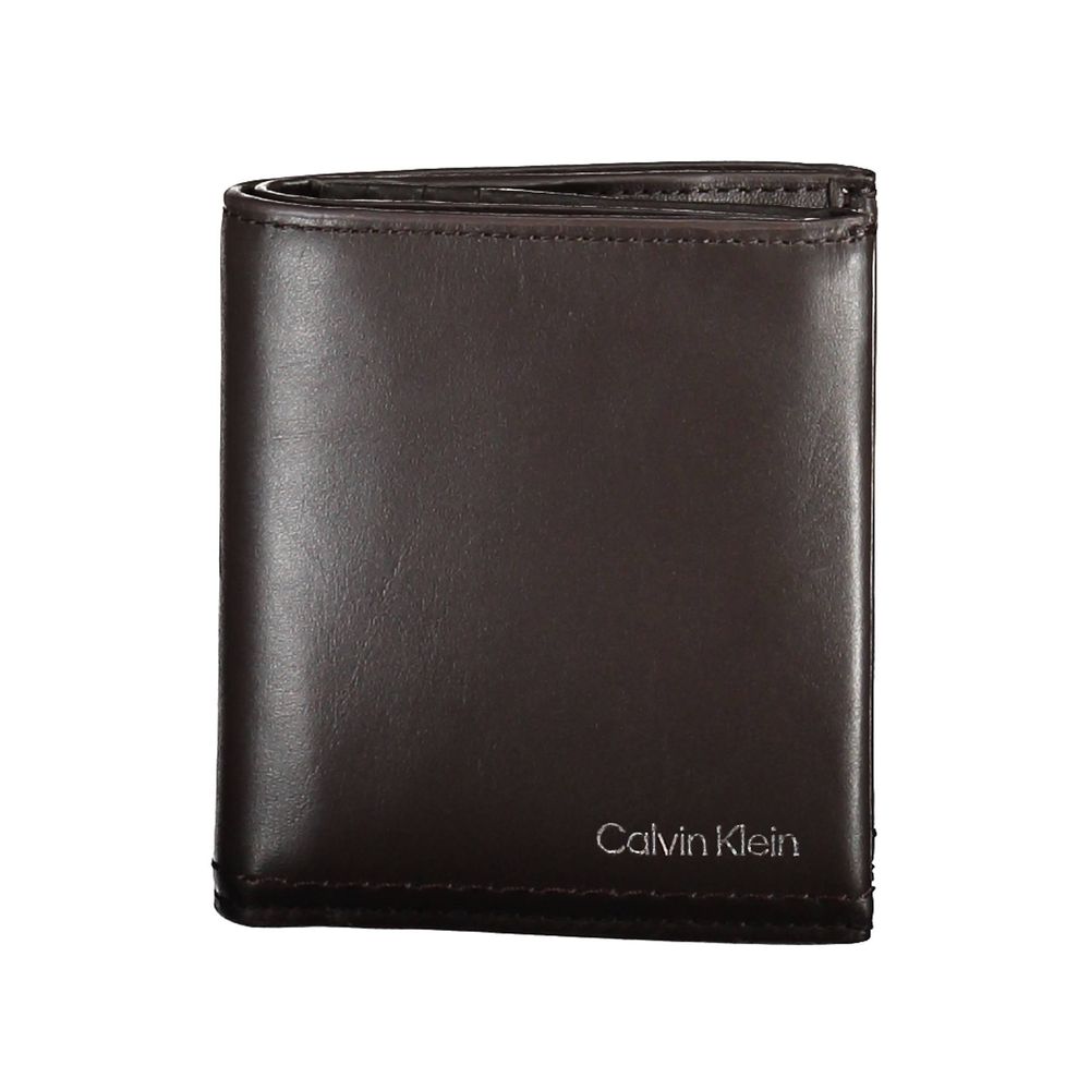 Portefeuille homme en cuir marron Calvin Klein