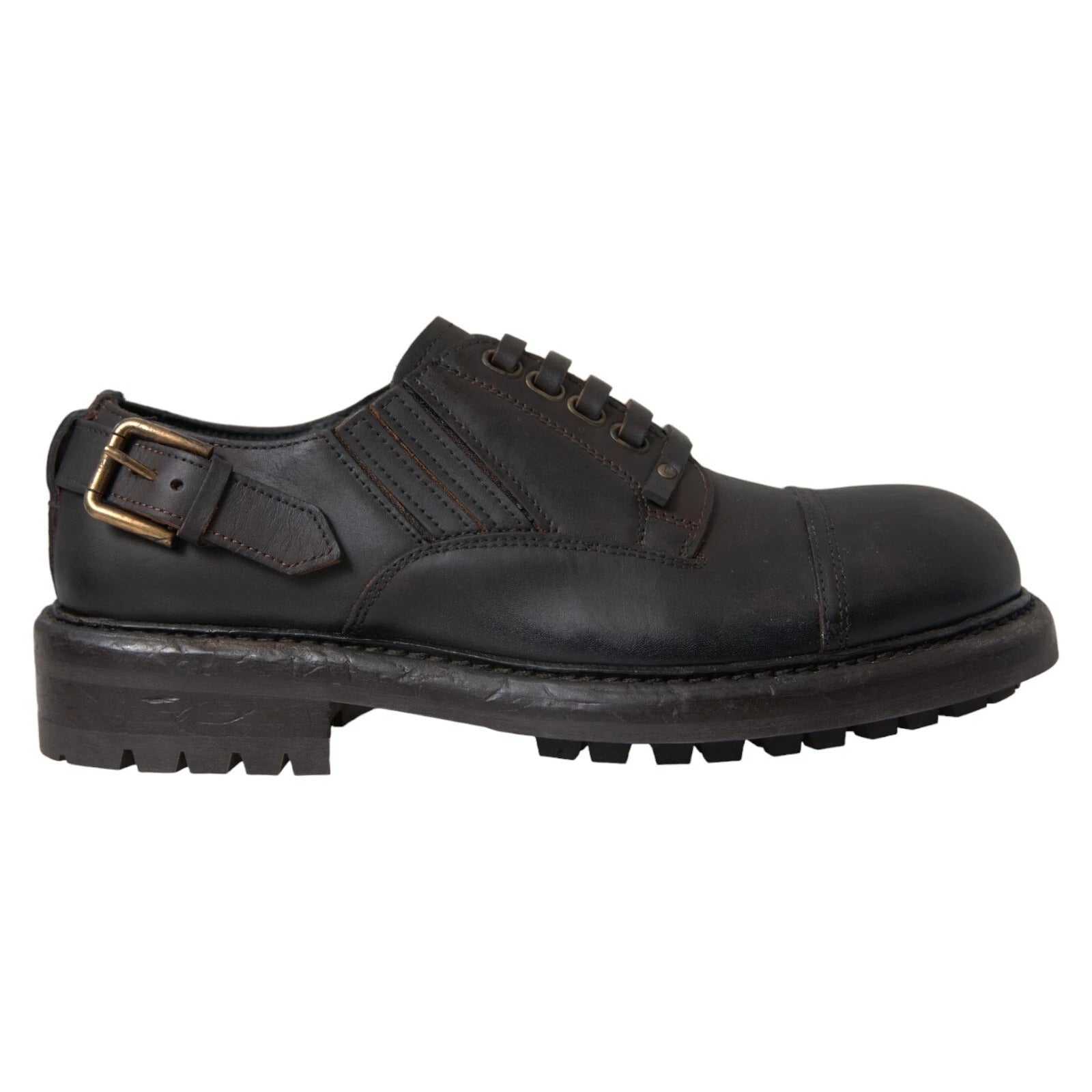 Dolce &amp; Gabbana Brown Leather Lace Up Derby Dress Shoes