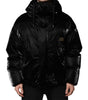Dolce & Gabbana Black Logo Full Zip Hooded Quilted Jacket