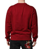 Dolce & Gabbana Red Embossed Logo Cotton Crew Neck Sweater
