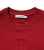 Dolce & Gabbana Red Embossed Logo Cotton Crew Neck Sweater