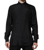 Dolce & Gabbana Dark Blue Silk MARTINI Men Formal Dress Shirt