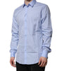 Dolce & Gabbana Blue Cotton GOLD Long Sleeves Dress Shirt