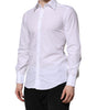 Dolce & Gabbana White Cotton GOLD Long Sleeve Men Dress Shirt