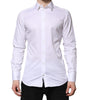 Dolce & Gabbana White Cotton GOLD Long Sleeve Men Dress Shirt