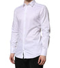 Dolce & Gabbana White Cotton GOLD Long Sleeve Men Dress Shirt