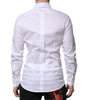 Dolce & Gabbana White Cotton GOLD Long Sleeve Men Dress Shirt