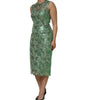Robe fourreau mi-longue en coton vert à fleurs et dentelle Dolce & Gabbana