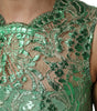 Robe fourreau mi-longue en coton vert à fleurs et dentelle Dolce & Gabbana